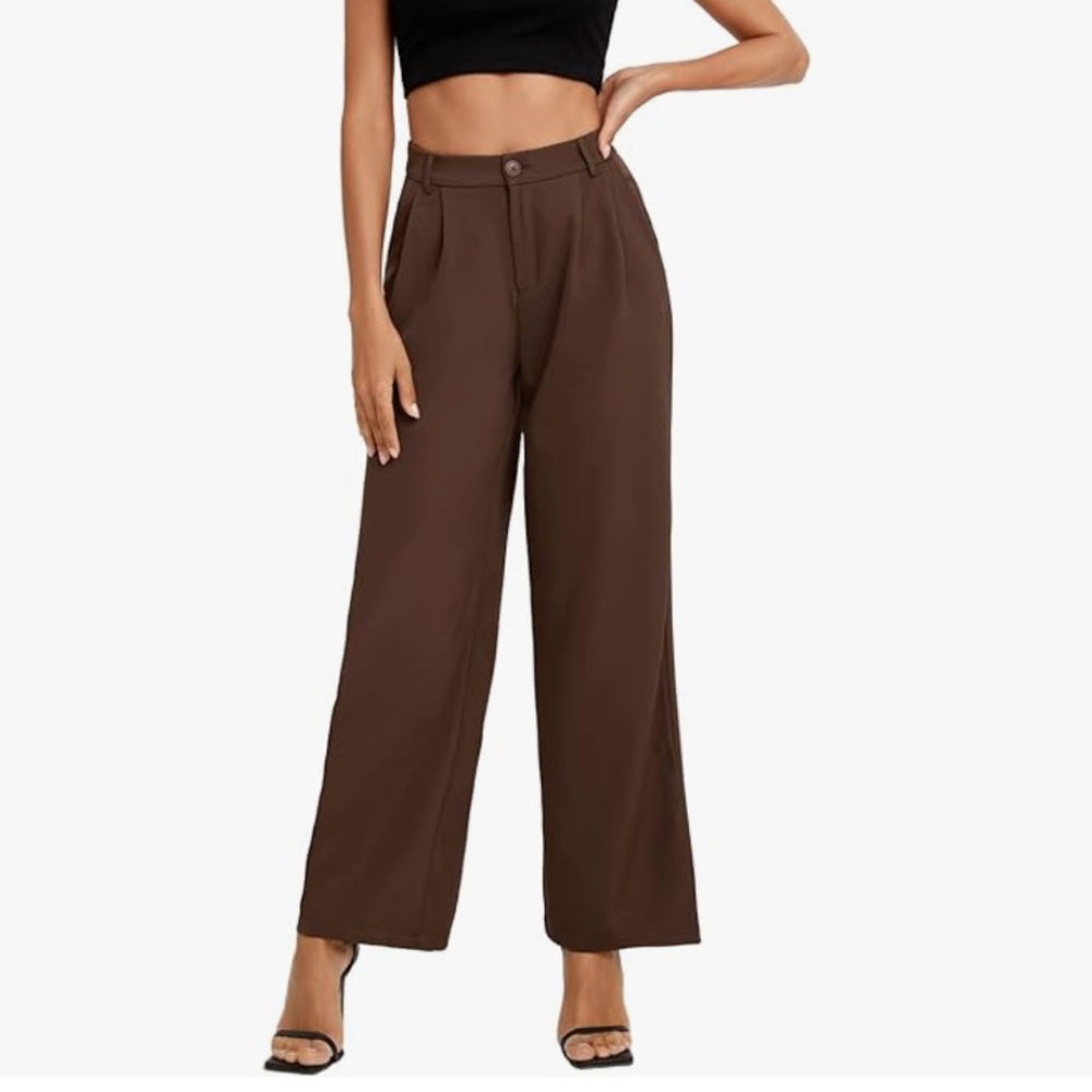 SweatyRocks Women’s Wide Leg High Waisted Button Down Straight Leg Trousers